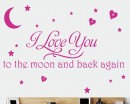 Love You to the Moon and Back Quotes Wall Decal Love Vinyl Art Stickers