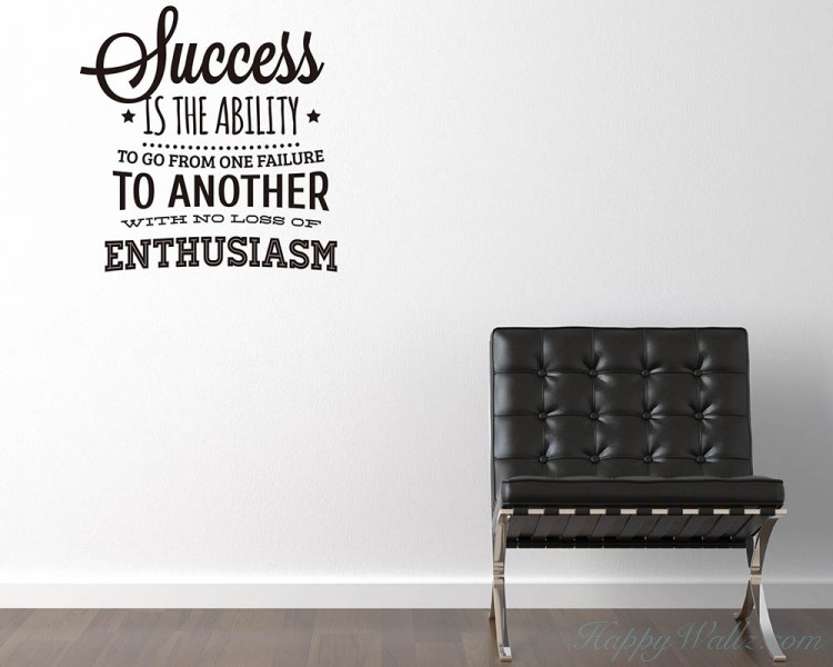Autocollant Mural Vinyle Déco - Citation : 'The Key To Being Happy Success' - Modèle IN70 - Marque RexburgVinyl